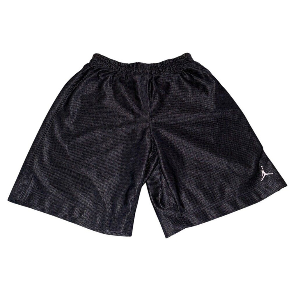 Nike Jordan Shorts Boy's Large Air Jumpman Black Mesh Gym Basketball Shiny